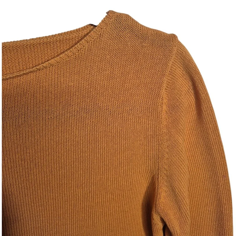 Vintage Eileen Fisher Womens Knit Sweater Size M Orange Cotton Top Sustainable - Picture 6 of 6